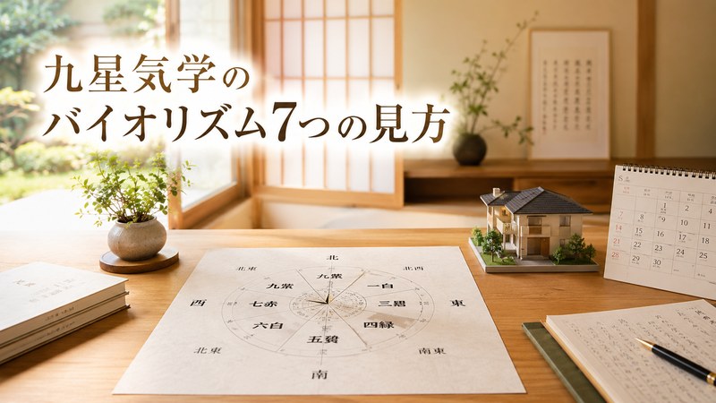 九星気学のバイオリズムと方位盤を住まいの計画に活かす和モダン住宅のイメージ