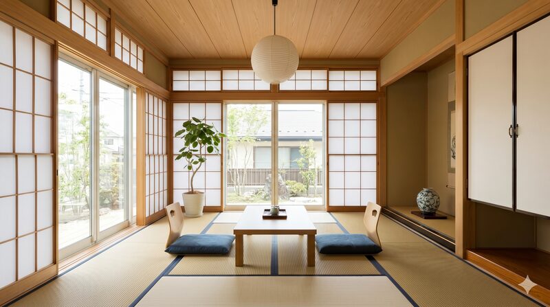 五行に対応する色見本と自然素材を並べ方角と色の基本を表す静物画像