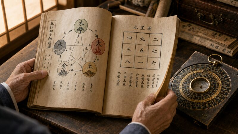 九星気学の起源となる陰陽五行と後天定位盤の古い資料