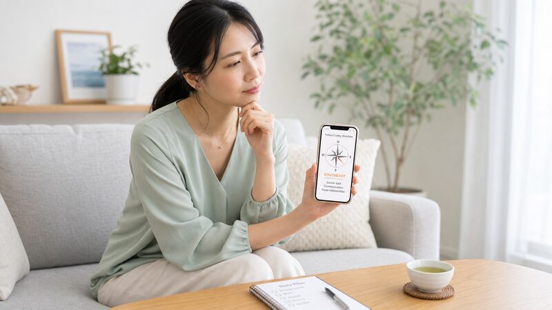 九星気学の結果を参考程度に受け止め判断する女性