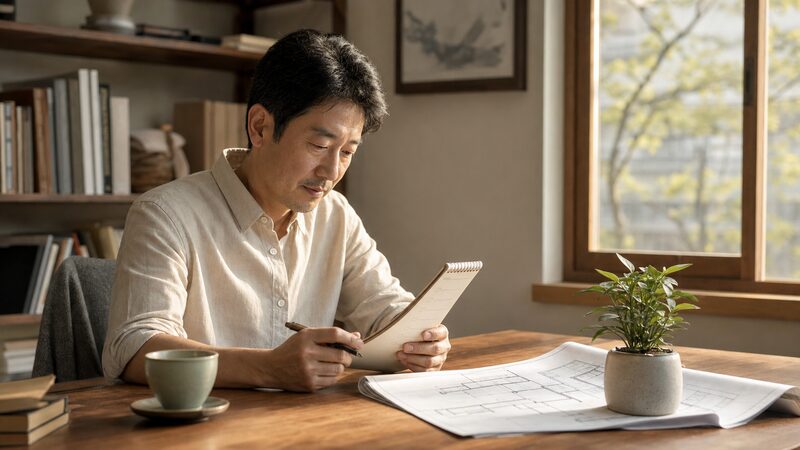 L字型の家の風水に関する疑問をまとめて振り返るイメージ
