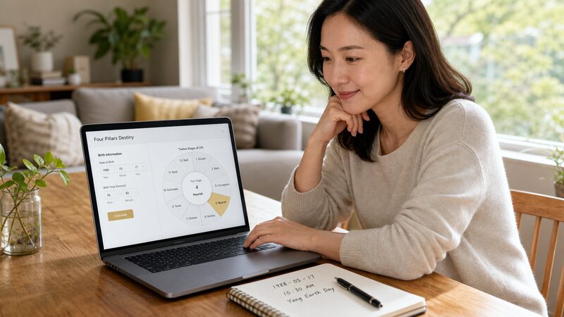 四柱推命の十二運を命式から調べる手順のイメージ