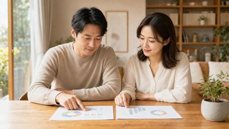 二人の命式を照らし合わせて相性を見るイメージ