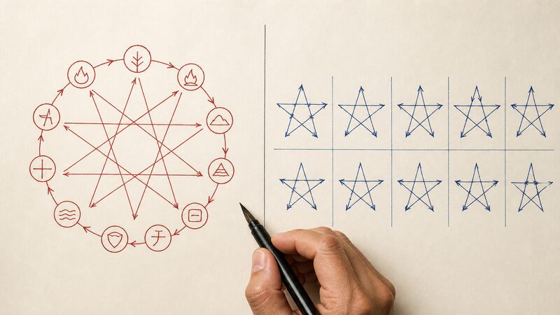四柱推命の十二運と通変星の違いを比較するイメージ