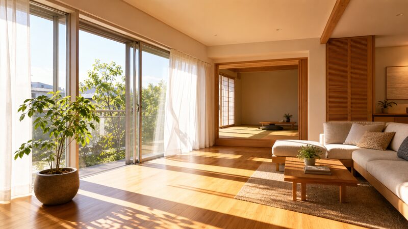 南向きの窓から採光と通風が良い住まいの様子