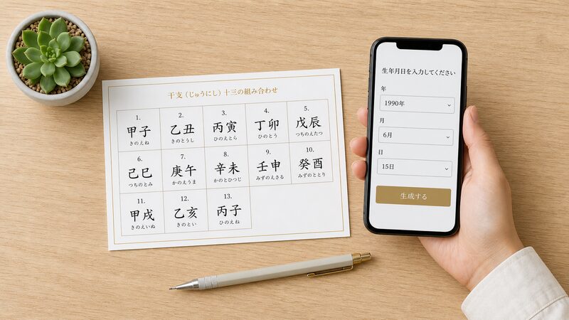 異常干支13種類の一覧表とスマートフォンの命式計算ツール
