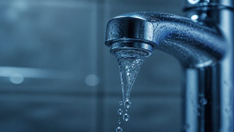 浴室が風水で水の気に分類される理由を表す蛇口から流れる水のクローズアップ