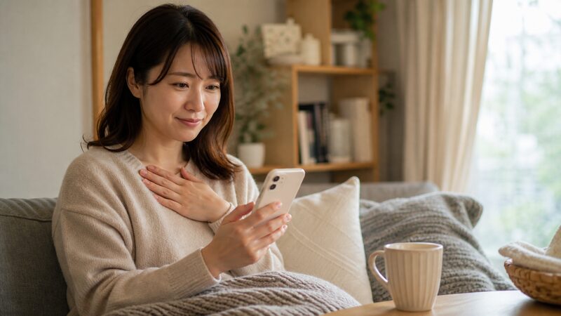 配偶者の星がないことへの不安が和らいでいく女性のイメージ