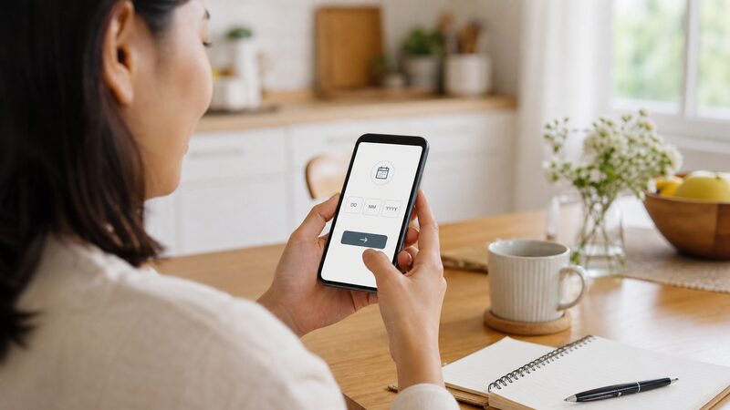 スマートフォンで異常干支を無料の四柱推命ツールから調べる様子