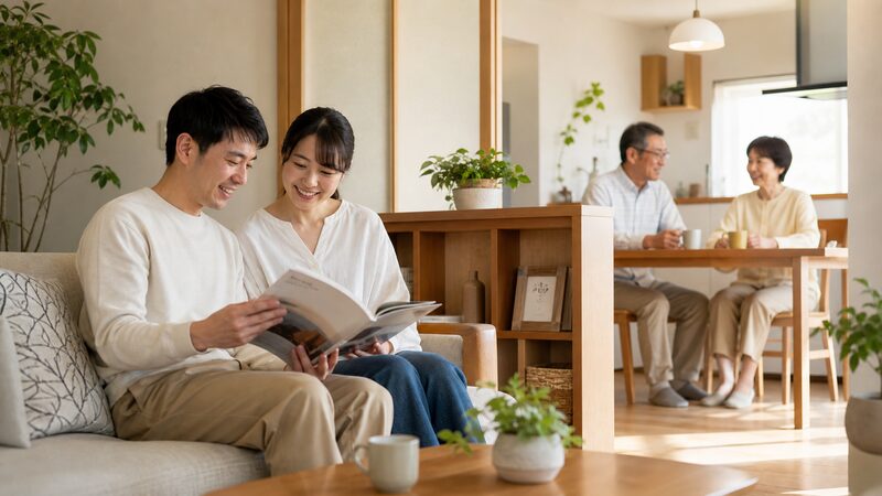 二世帯住宅で役割分担しながら暮らす親世帯・子世帯を象徴するイメージ