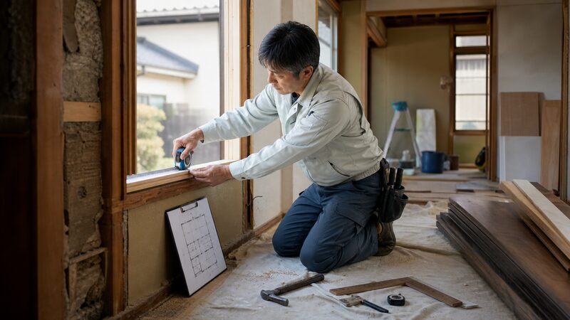 リフォーム前に住まいの状態を確認する建築士のイメージ