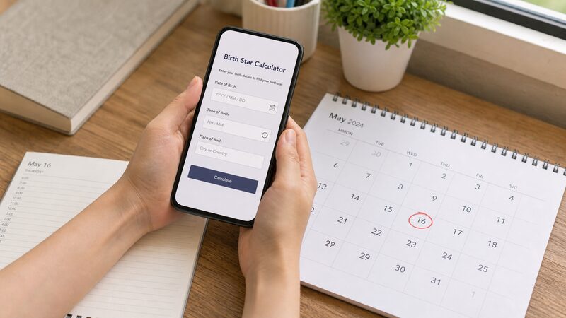 スマホの自動計算ツールと月間カレンダーで年盤月盤日盤を確認する手元