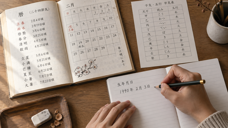 生年月日から陰占を算出するステップ1のイメージ