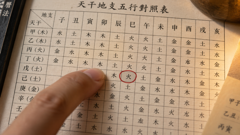 日干と月支の組み合わせを対応表で確認するステップ2のイメージ