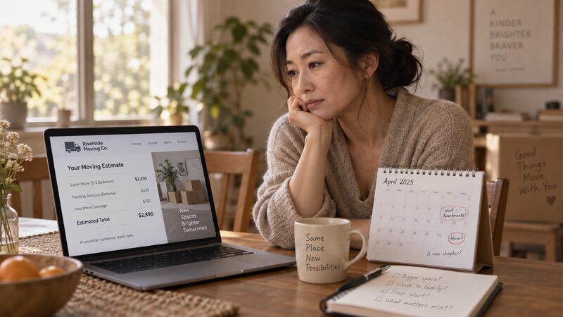 新居の契約時期と空亡が重なり不安を感じている女性のイメージ